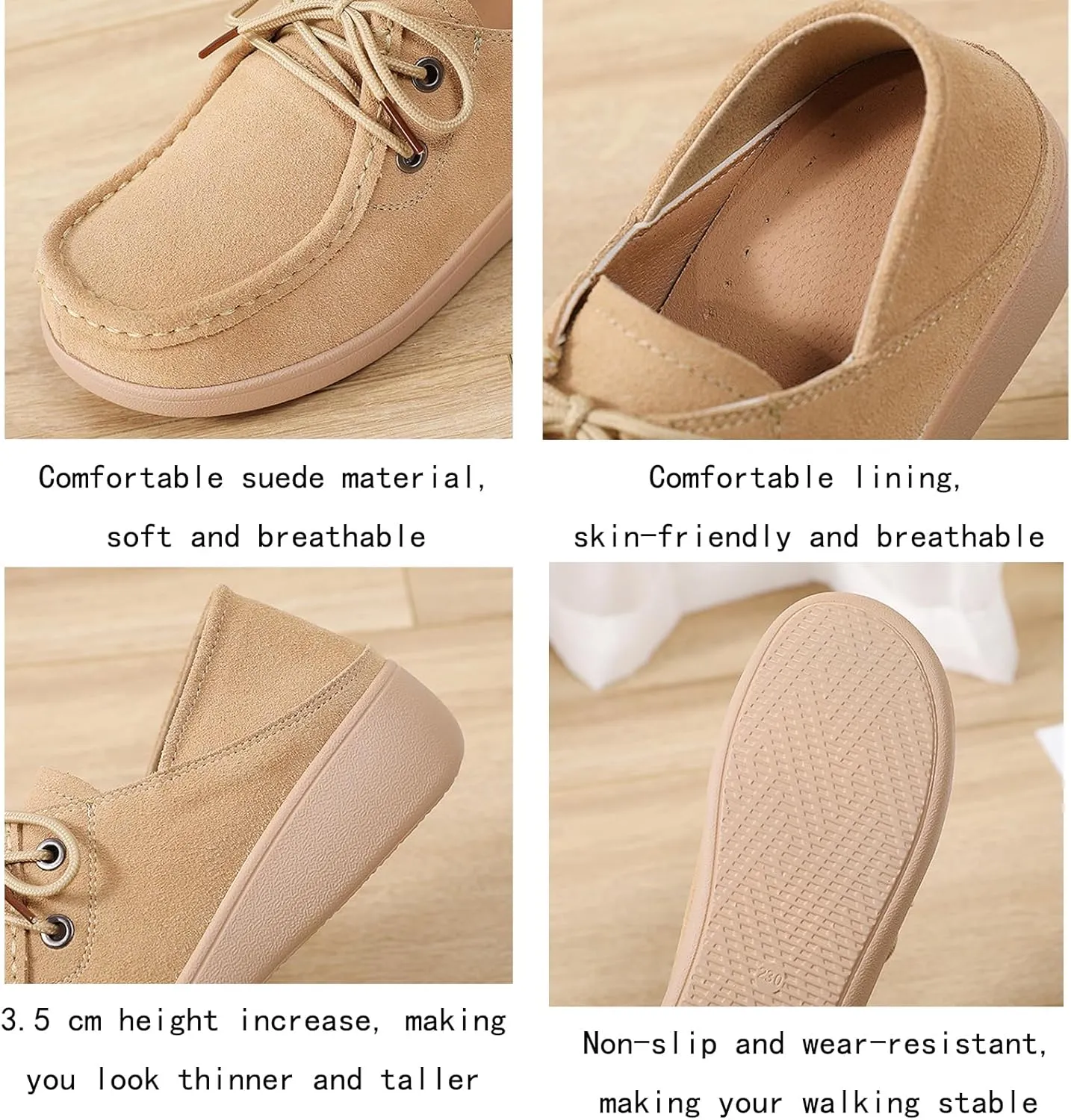 Aceptolcom Women's Suede Wedge Loafers Slip On Comfortable Penny Loafers Thick Soft Platform Shoes Business Work Walking