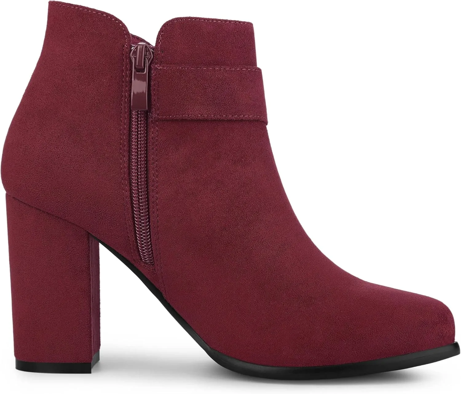 Allegra K Women's Buckle Side Zip Chunky Heels Ankle Boots