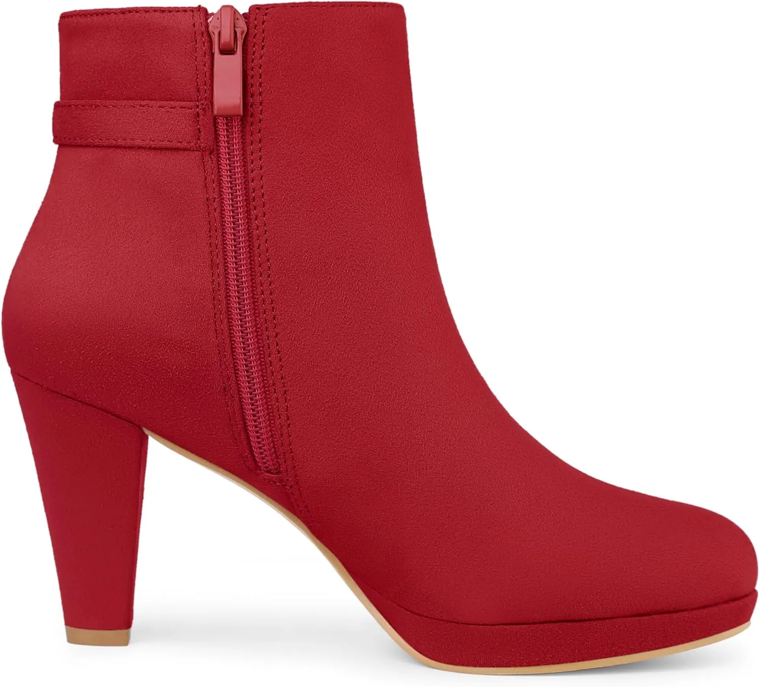 Allegra K Women's Low Platform Side Zip Buckle Chunky High Heel Ankle Booties