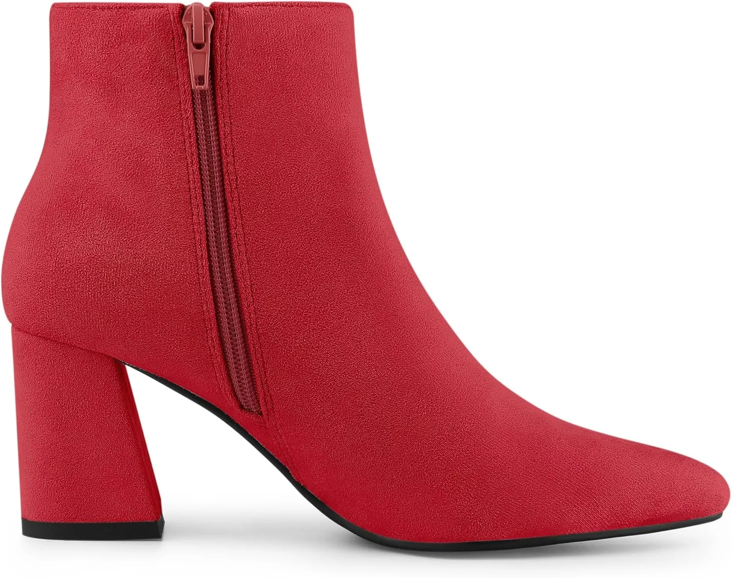 Allegra K Women's Pointy Toe Side Zip Chunky Heels Ankle Boots