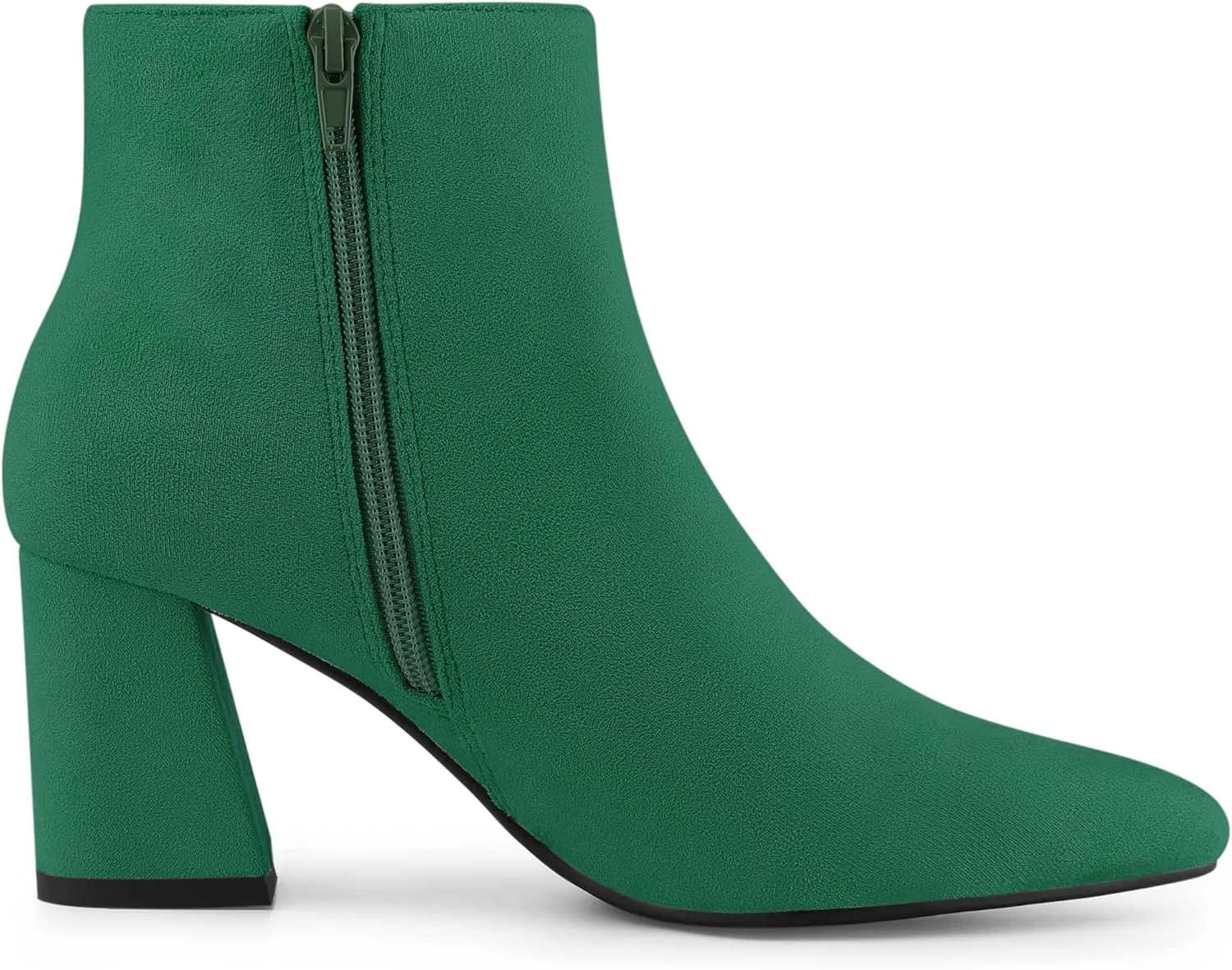 Allegra K Women's Pointy Toe Side Zip Chunky Heels Ankle Boots