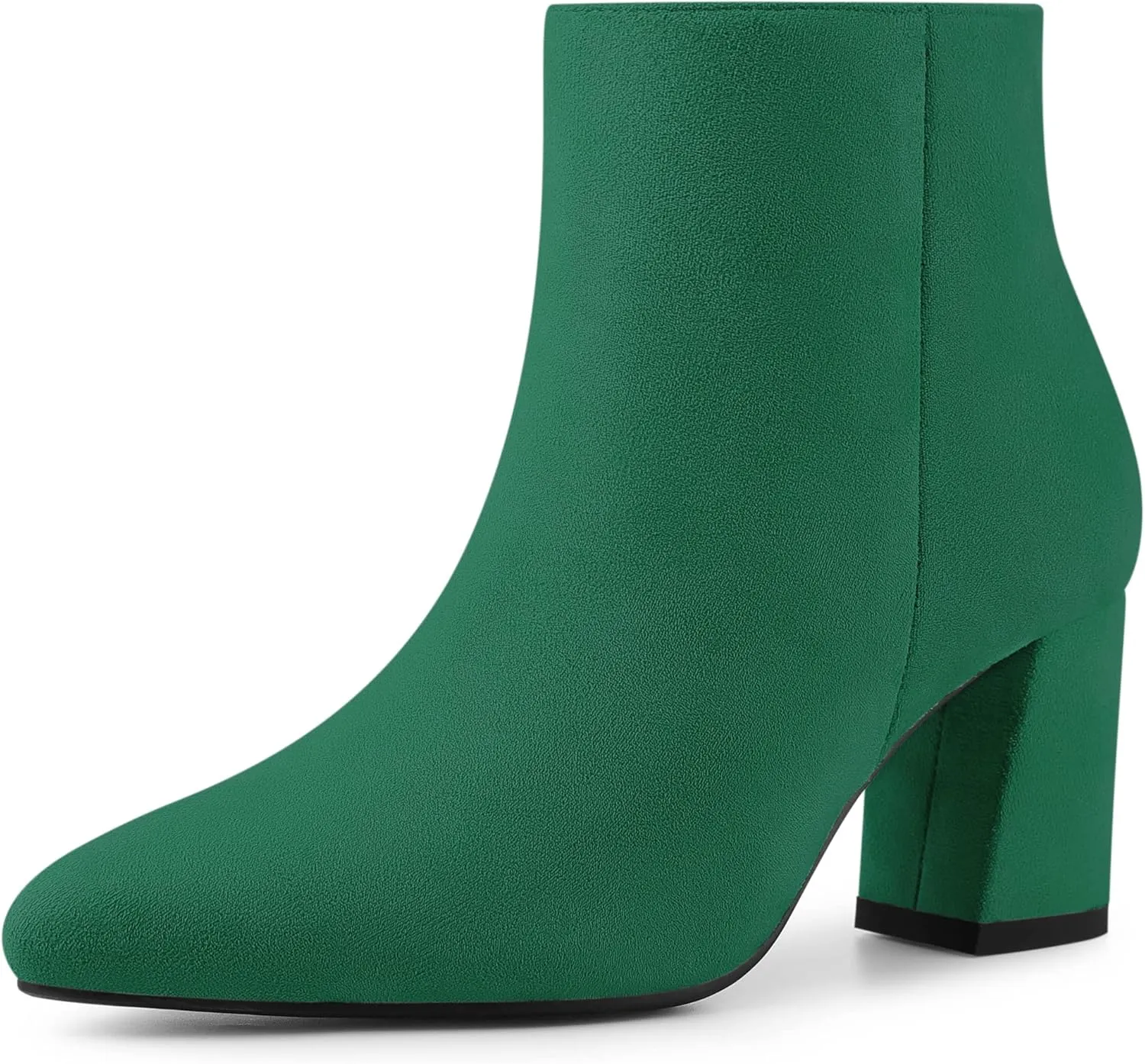 Allegra K Women's Pointy Toe Side Zip Chunky Heels Ankle Boots