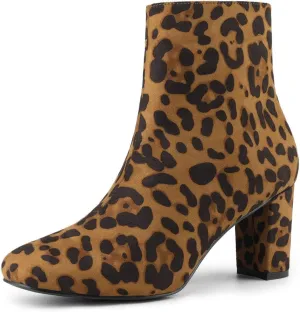 Allegra K Women's Round Toe Side Zip Chunky Heel Ankle Boots