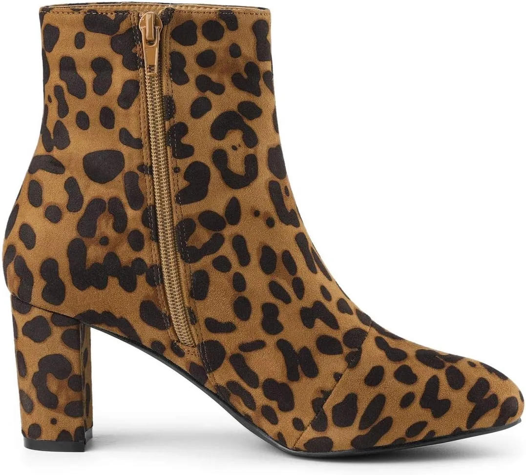 Allegra K Women's Round Toe Side Zip Chunky Heel Ankle Boots