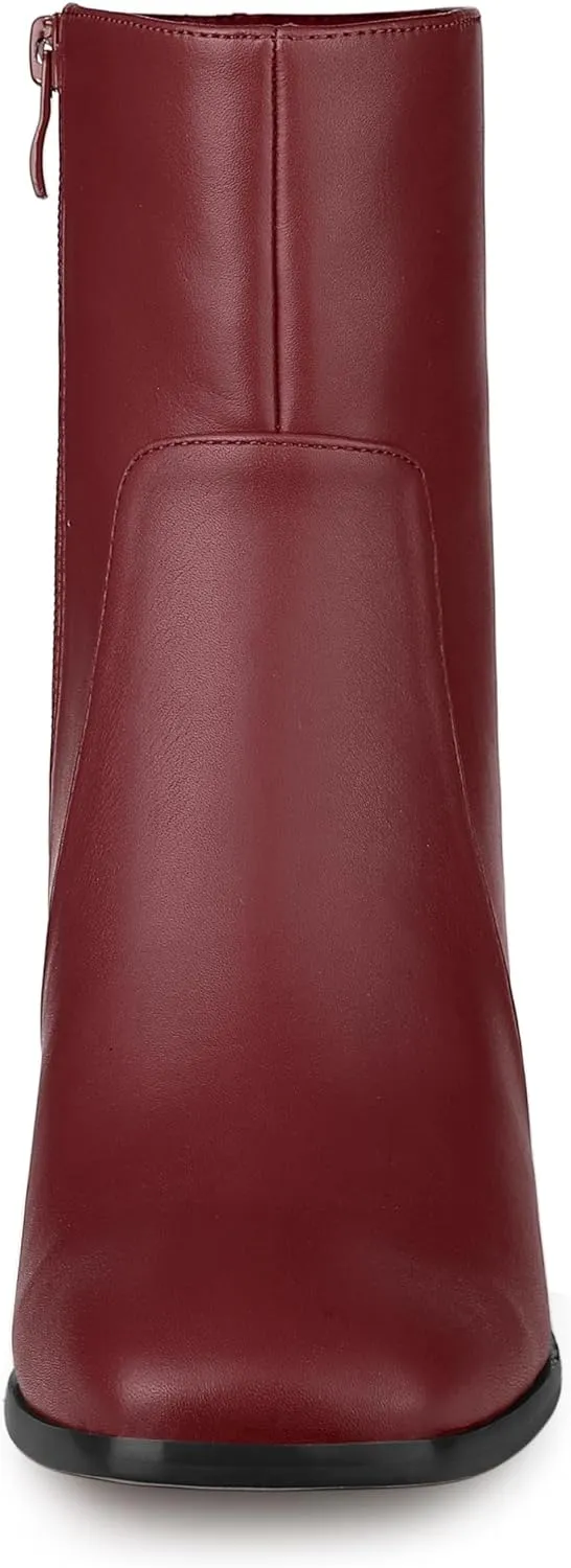 Allegra K Women's Square Toe Side Zip Block Heel Ankle Boots