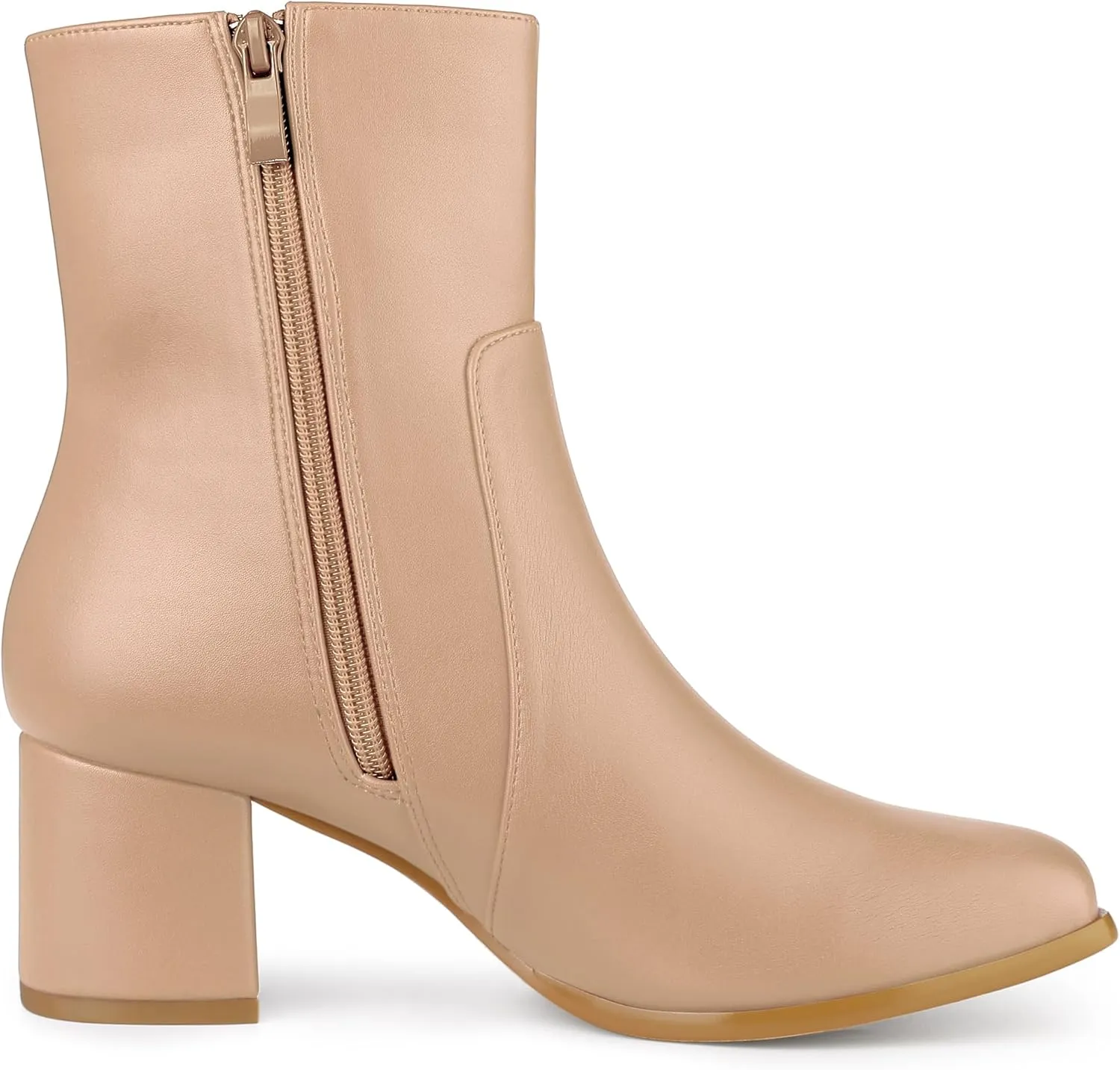 Allegra K Women's Square Toe Side Zip Block Heel Ankle Boots