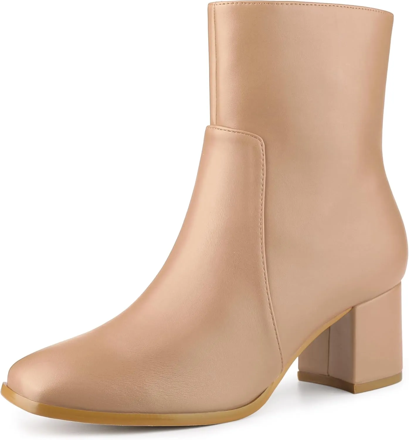 Allegra K Women's Square Toe Side Zip Block Heel Ankle Boots