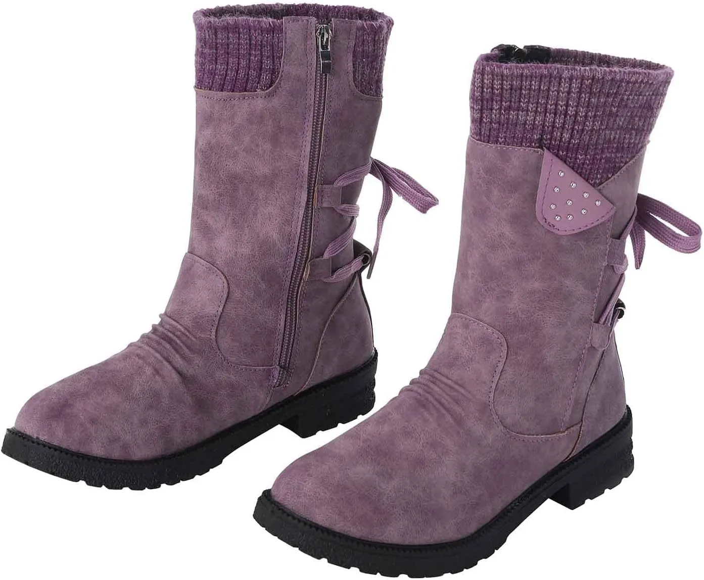 AMDBEL Boots For Women Cowboy Style, Chelsea Boots Women Flower Embroidery Mid Calf Chunky Platform Boots Cowgirls Boots