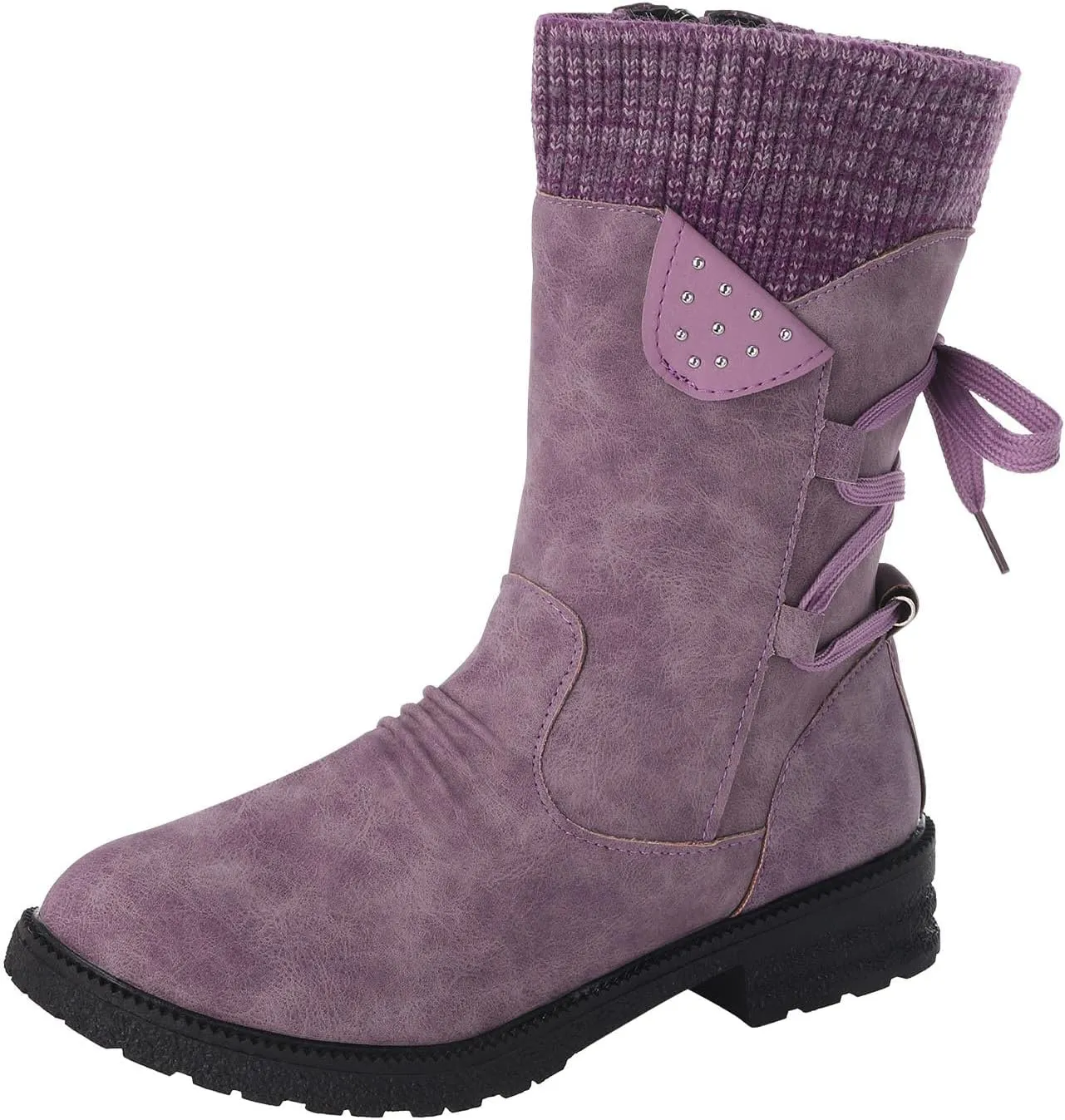 AMDBEL Boots For Women Cowboy Style, Chelsea Boots Women Flower Embroidery Mid Calf Chunky Platform Boots Cowgirls Boots