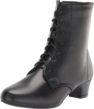 AmeriMark Jada Lace Up Ankle Boots Low Heeled Boots for Women Black 10 X-Wide US Women