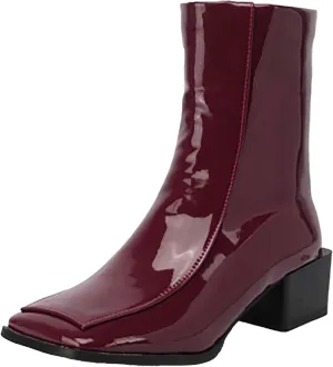 Ankle Boots for Women Chunky Boots for Women Fashion Back Zipper Square Toe Block Heels Korean PU Women Fall Boots