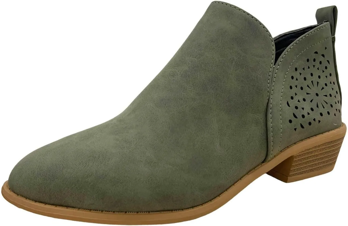 Ankle Boots for Women Chunky Heel Boots Women Fashion Pointed Toe Comfortable V Cut Pull on Chunky Heels Women Boots