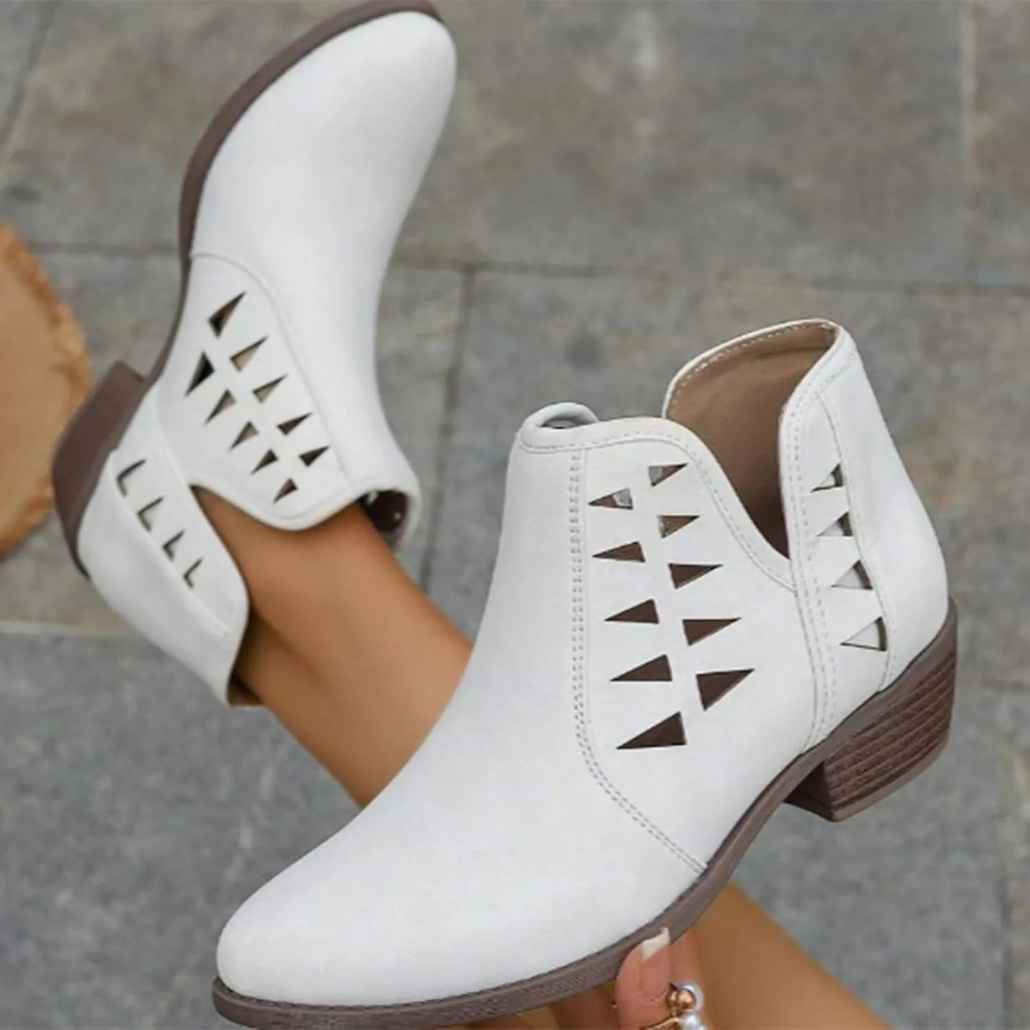 Ankle Boots for Women Fall Boots for Women 2024 Pointed Toe Chunky Heels Lightweight Pull on Barefoot Shoes Women