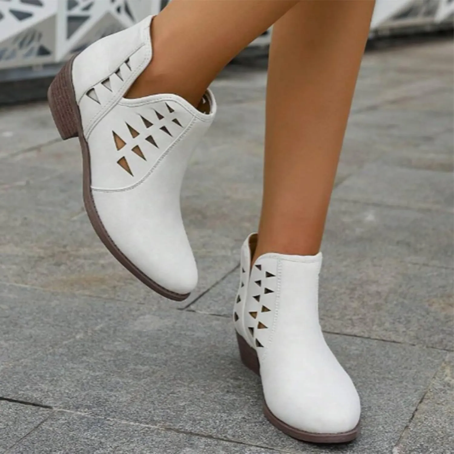 Ankle Boots for Women Fall Boots for Women 2024 Pointed Toe Chunky Heels Lightweight Pull on Barefoot Shoes Women