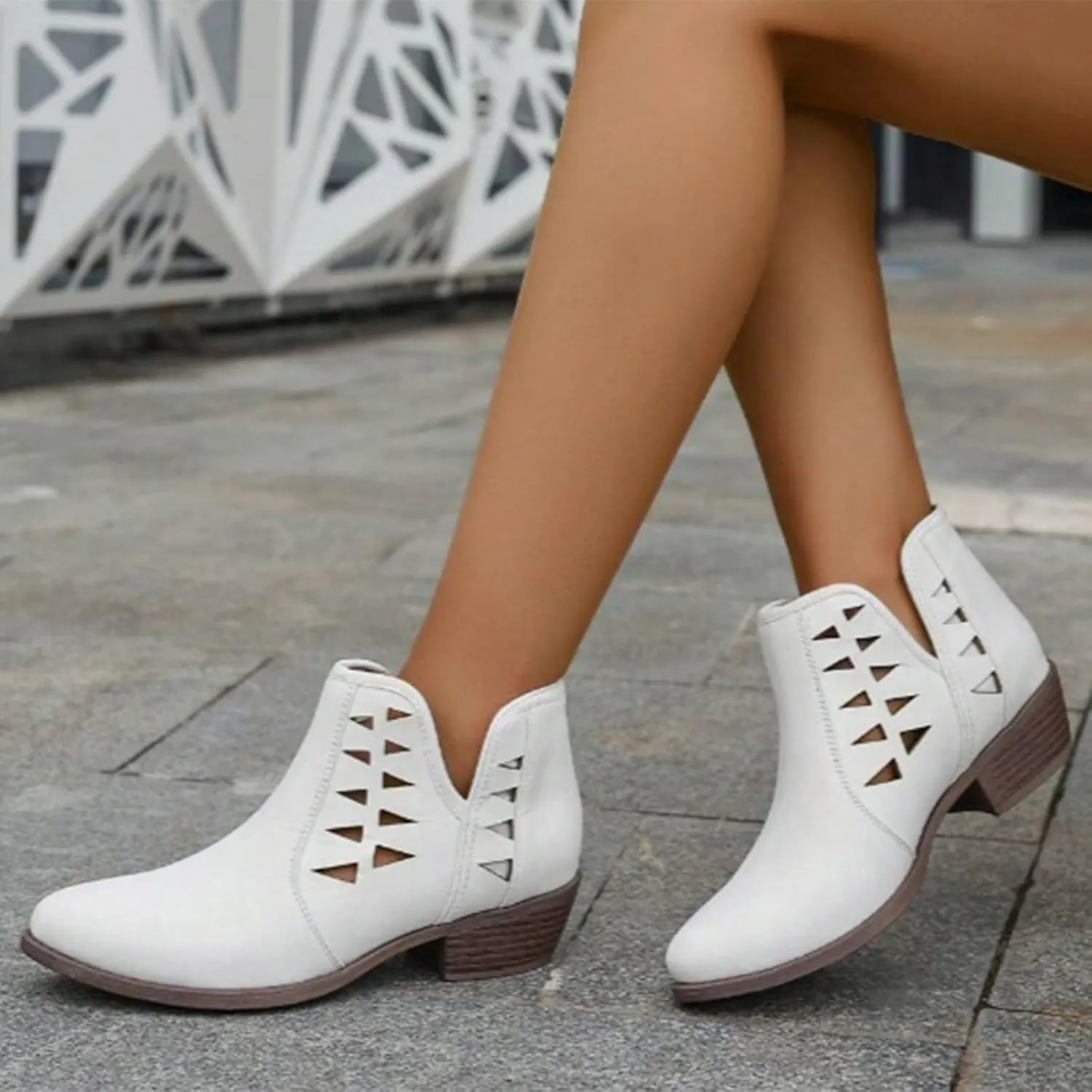 Ankle Boots for Women Fall Boots for Women 2024 Pointed Toe Chunky Heels Lightweight Pull on Barefoot Shoes Women