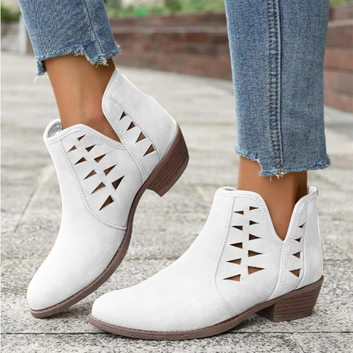 Ankle Boots for Women Fall Boots for Women 2024 Pointed Toe Chunky Heels Lightweight Pull on Barefoot Shoes Women
