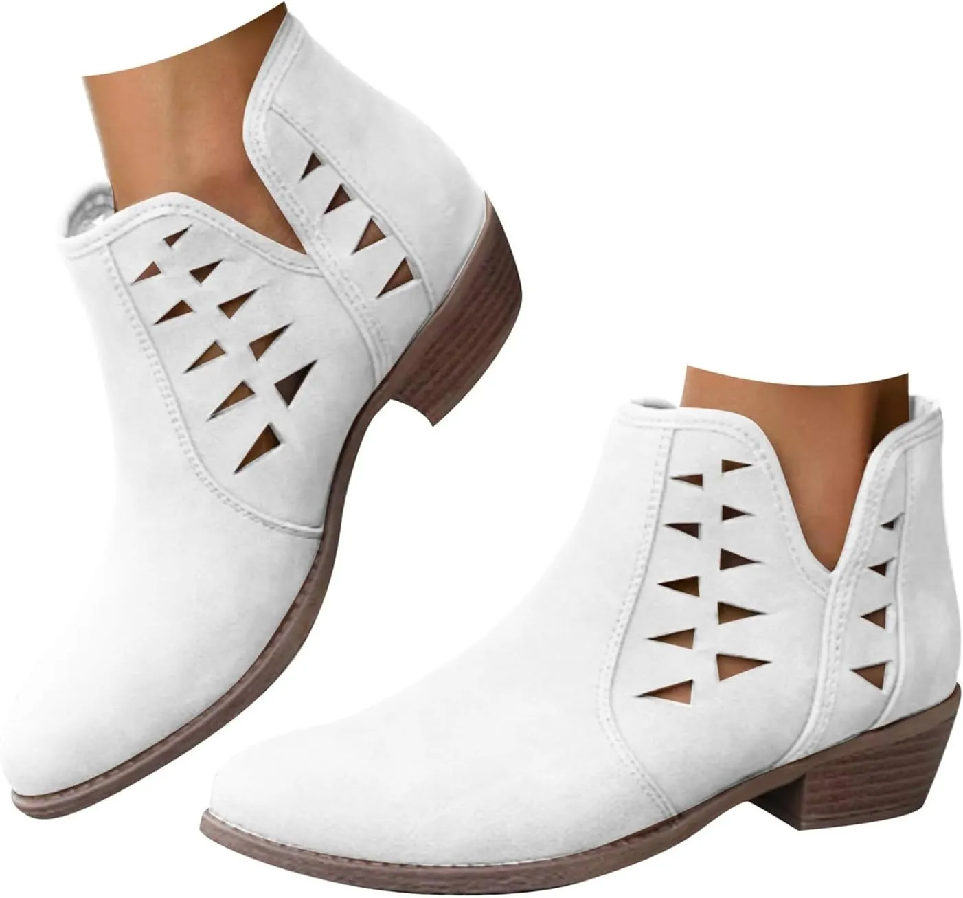 Ankle Boots for Women Fall Boots for Women 2024 Pointed Toe Chunky Heels Lightweight Pull on Barefoot Shoes Women