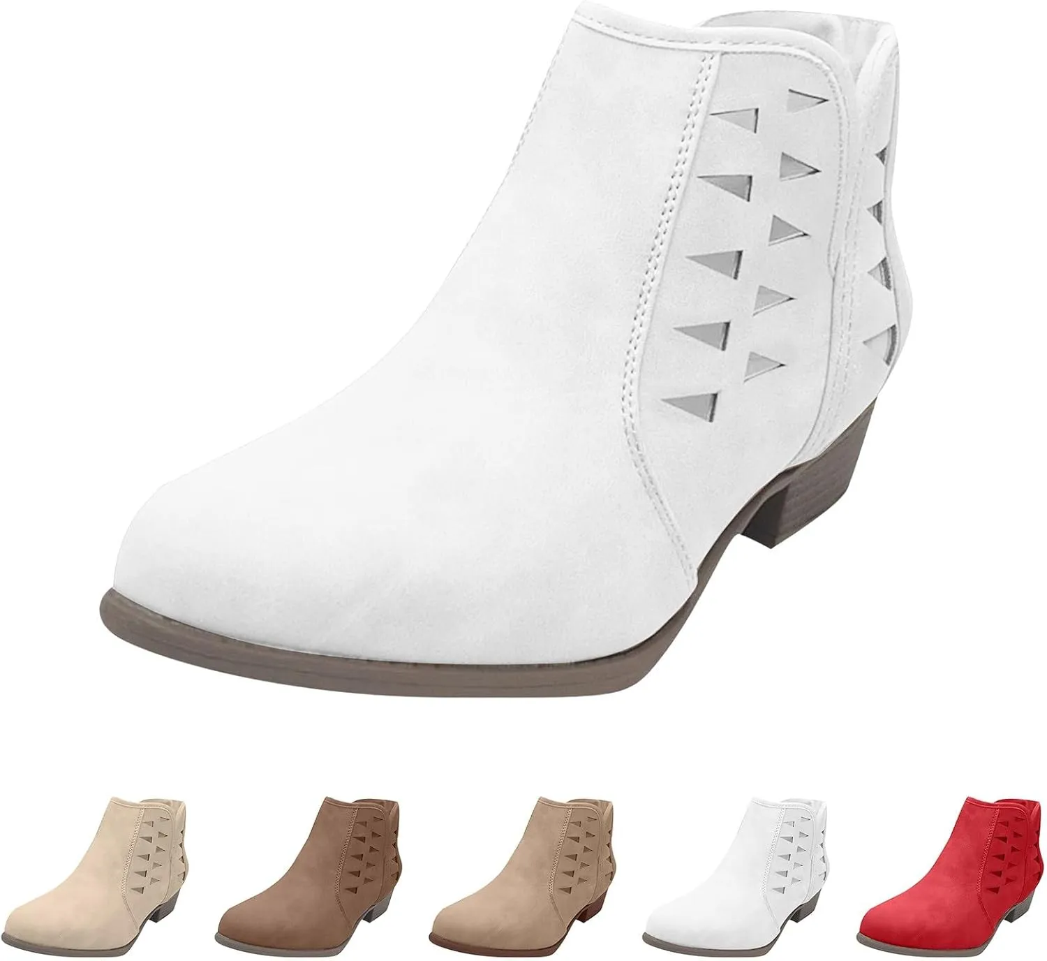 Ankle Boots for Women Fall Boots for Women 2024 Pointed Toe Chunky Heels Lightweight Pull on Barefoot Shoes Women