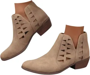 Ankle Boots for Women Fall Boots for Women 2024 Pointed Toe Chunky Heels Lightweight Pull on Barefoot Shoes Women