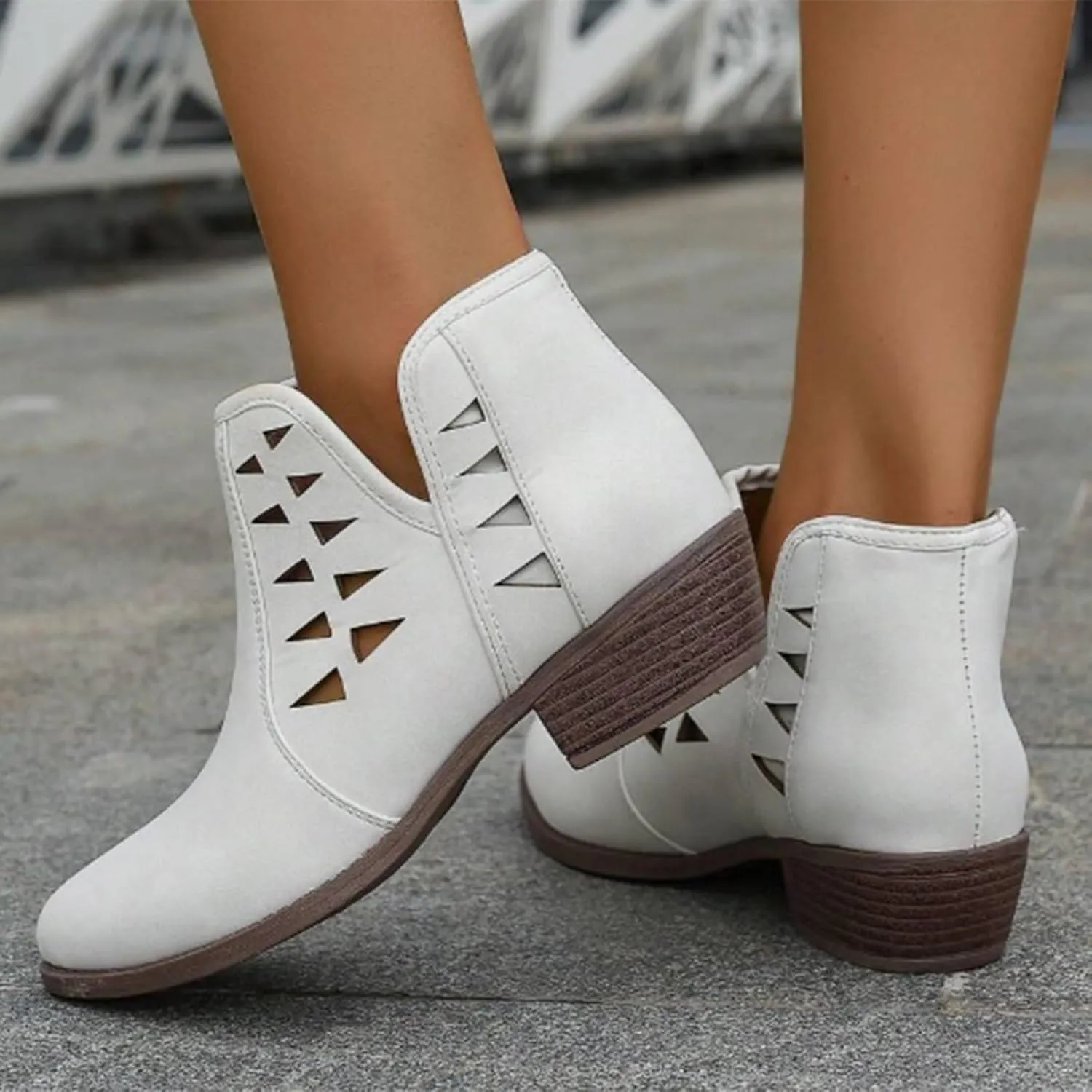 Ankle Boots for Women Fall Boots for Women 2024 Pointed Toe Chunky Heels Lightweight Pull on Barefoot Shoes Women