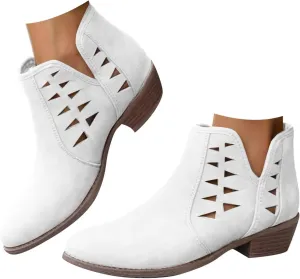 Ankle Boots for Women Fall Boots for Women 2024 Pointed Toe Chunky Heels Lightweight Pull on Barefoot Shoes Women