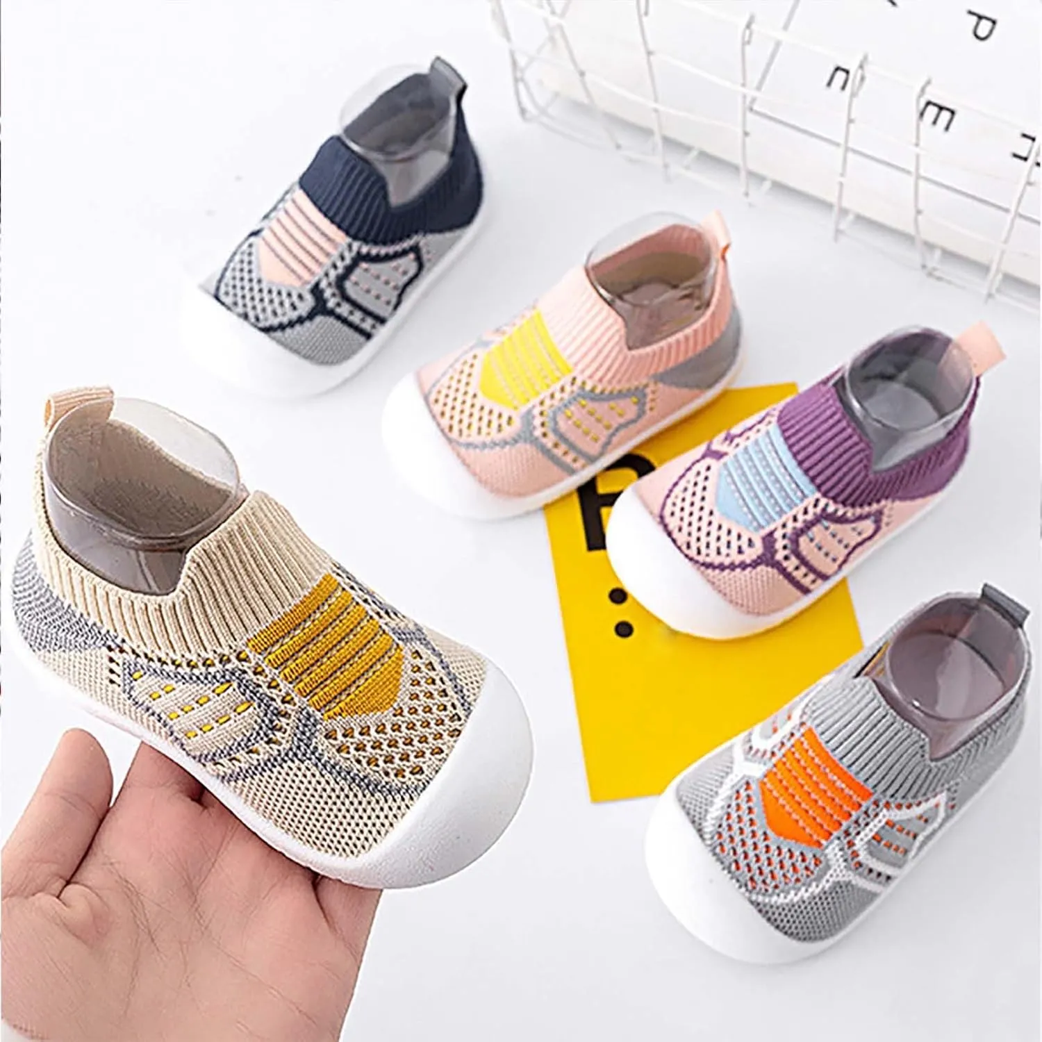 Baby First-Walking Shoes Boys Girls Soft Sole Non Slip Cotton Trainers Canvas Breathable Slip-on Sneakers Outdoor