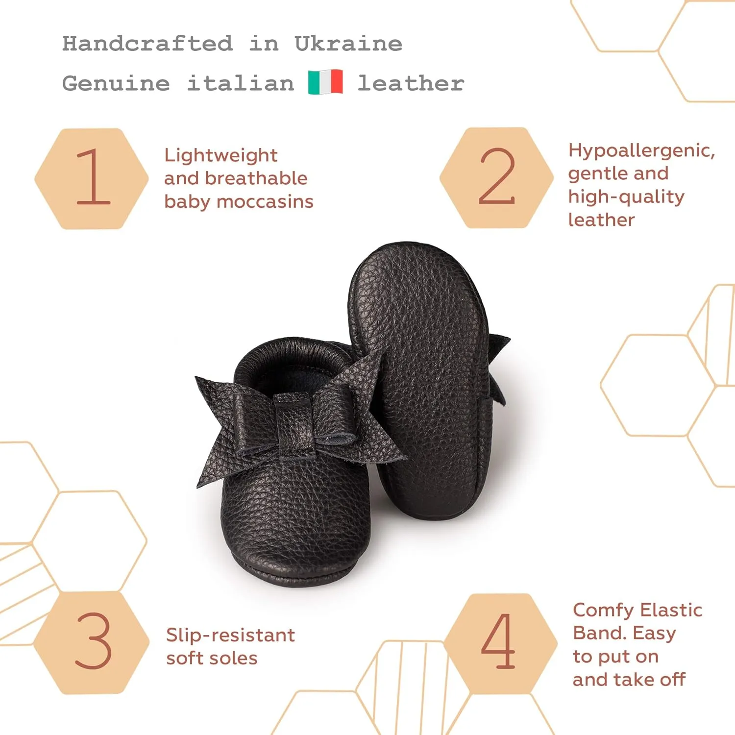 Baby Girl Shoes Moccasins with Bow (Italian Leather) Soft Sole for Girls | Crib, Infants, Babies, Toddlere, Newborn, Walking
