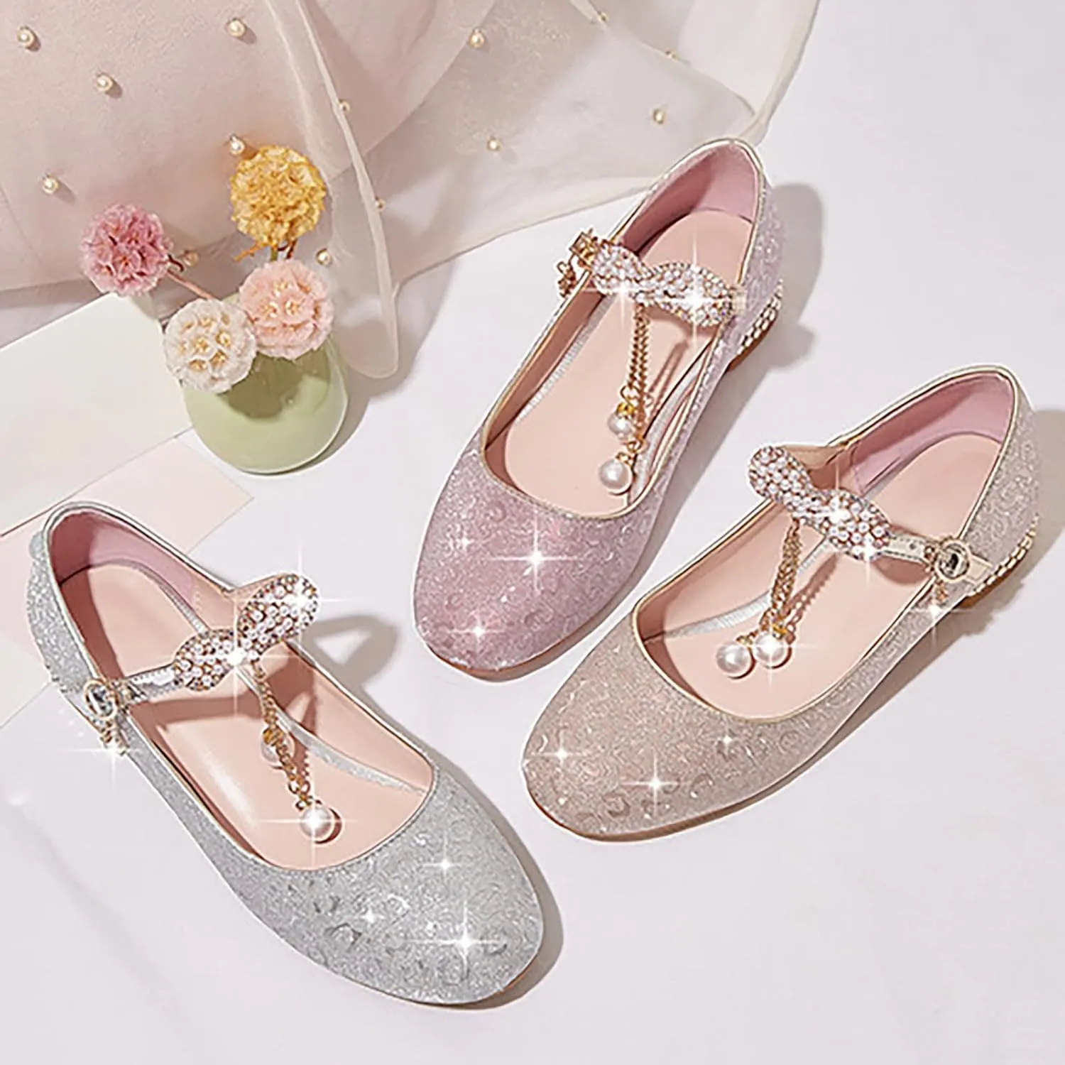 Baby Girl Wedding Dress Shoes Christmas Shoes Shoes Walking Shoes Sparkly Sandals Princess Ballet Mary Jane Sandals