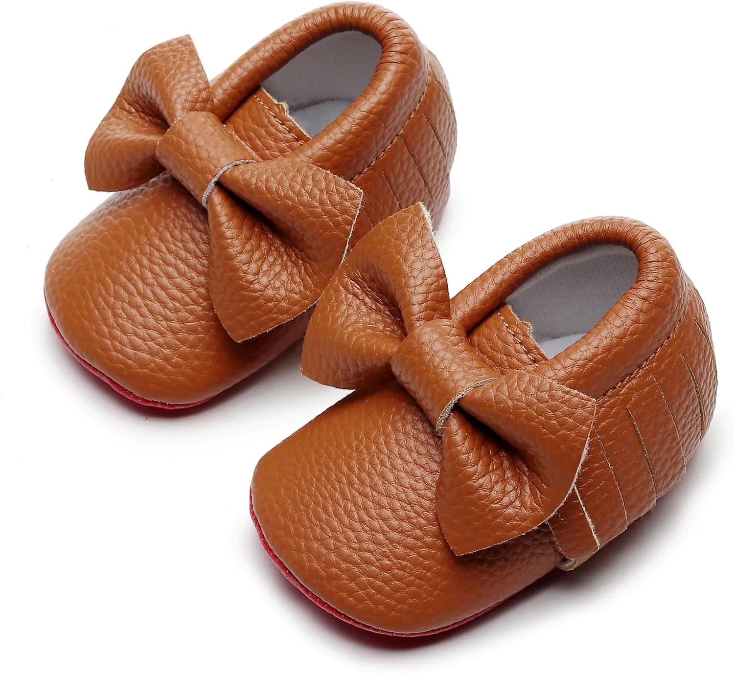 Bebila Double Bow Fringe Baby Moccasins - Soft Sole Baby Shoes Girls Toddler Crib Flats