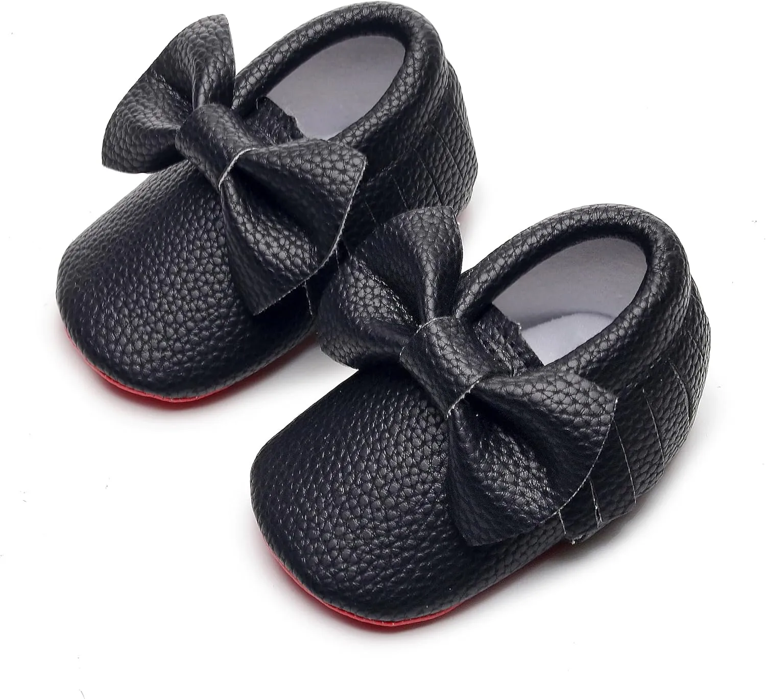 Bebila Double Bow Fringe Baby Moccasins - Soft Sole Baby Shoes Girls Toddler Crib Flats