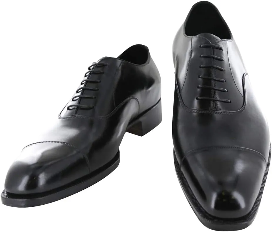 Black Leather Cap Toe Oxford Shoes
