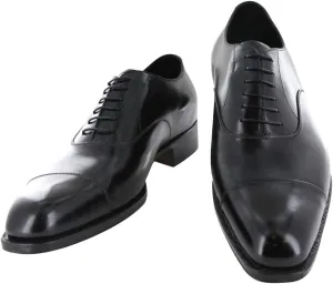 Black Leather Cap Toe Oxford Shoes
