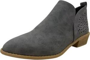 Boots for Women Ankle Booties Vintage V Cutout Hollow Breathable Casual Solid Color With Heel Short Leather Boots