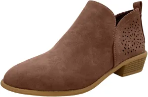 Boots for Women Ankle Booties Vintage V Cutout Hollow Breathable Casual Solid Color With Heel Short Leather Boots