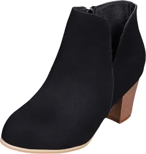 Boots for Women Low Heels Chunky Heels Women Fashion Chunky Heels Boots For Women Pointed Toe Boots Pull On Shoes