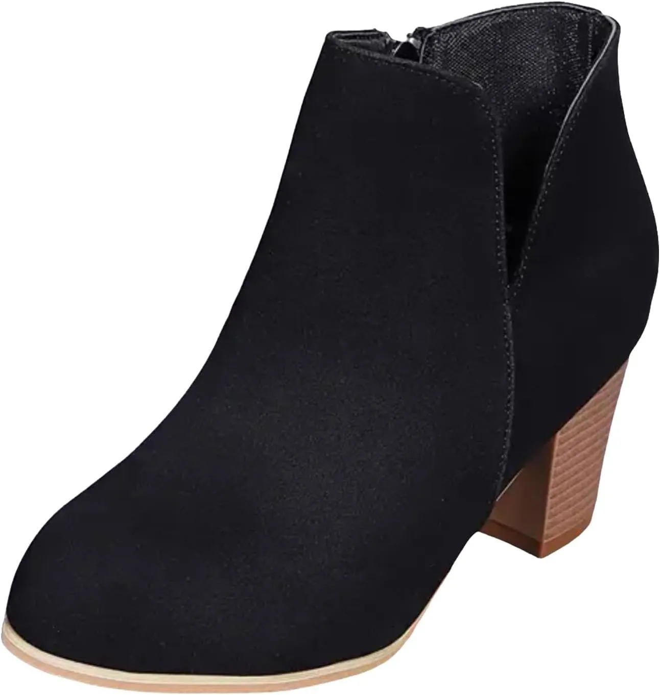 Boots for Women Low Heels Chunky Heels Women Fashion Chunky Heels Boots For Women Pointed Toe Boots Pull On Shoes
