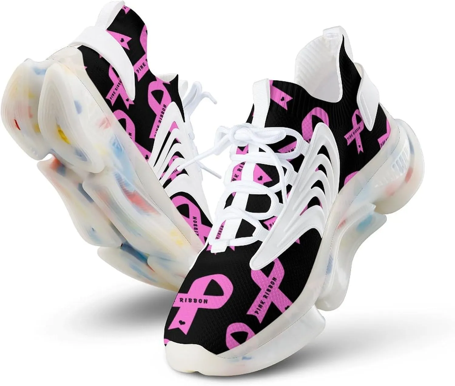 Breast Cancer Awareness Men's Running Shoes Lightweight Walking Shoe Breathable Sneaker