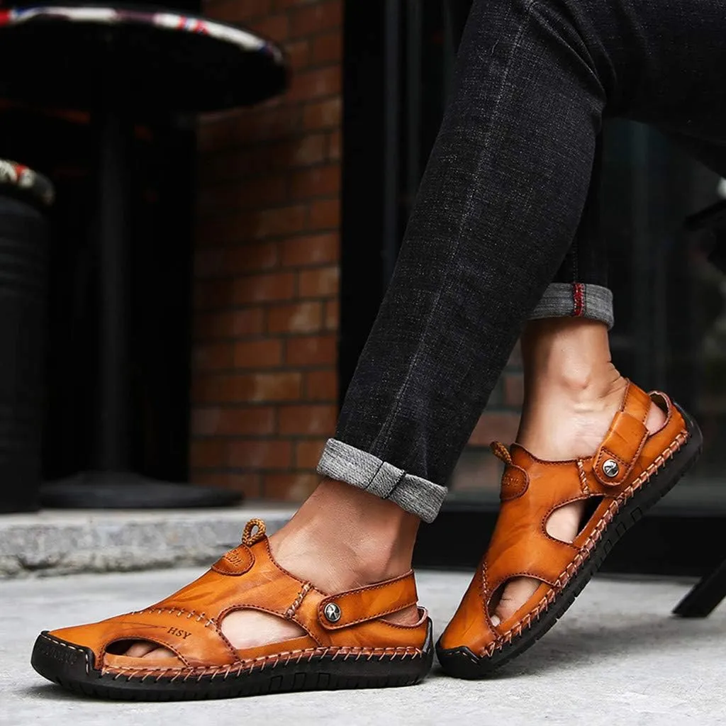 Casual Shoes Breathable Sandals Men's Leather Summer Outdoor Beach Men's sandals Knee Sandals for Men