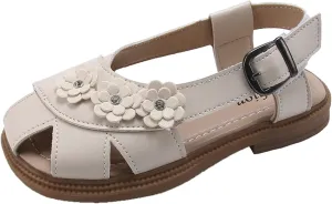 Children Shoes Flat Sandals Flower Hollow Beach Shoes Fashion Soft Sole Girls Boys Casual Sandals Puppy Slippers Kids (White, 10 Toddler)