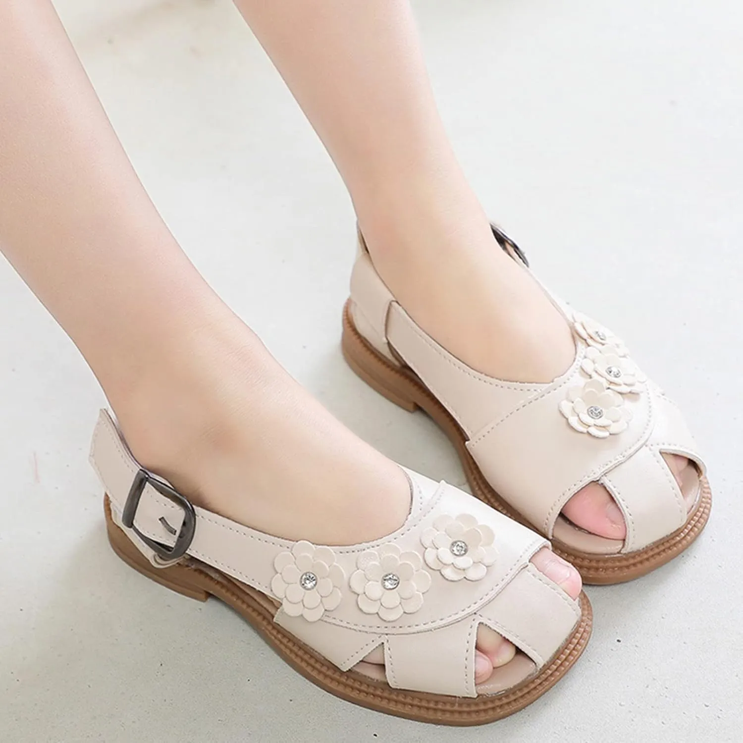 Children Shoes Flat Sandals Flower Hollow Beach Shoes Fashion Soft Sole Girls Boys Casual Sandals Puppy Slippers Kids (White, 10 Toddler)