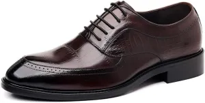Classic Men's Leather Dress Shoes Mens Retro Comfortable Business Mens Oxfords Non-Slip Softsole Walking Shoes
