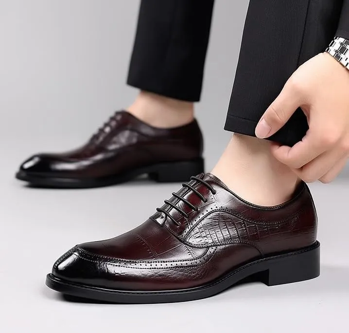 Classic Men's Leather Dress Shoes Mens Retro Comfortable Business Mens Oxfords Non-Slip Softsole Walking Shoes