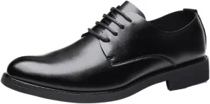 Dress Oxford Formal Shoes for Men Black Men's Dress Shoes Classic Cap Toe Prom Wedding Lace-up Oxfords Formal Leather Tuxedo Business Shoes
