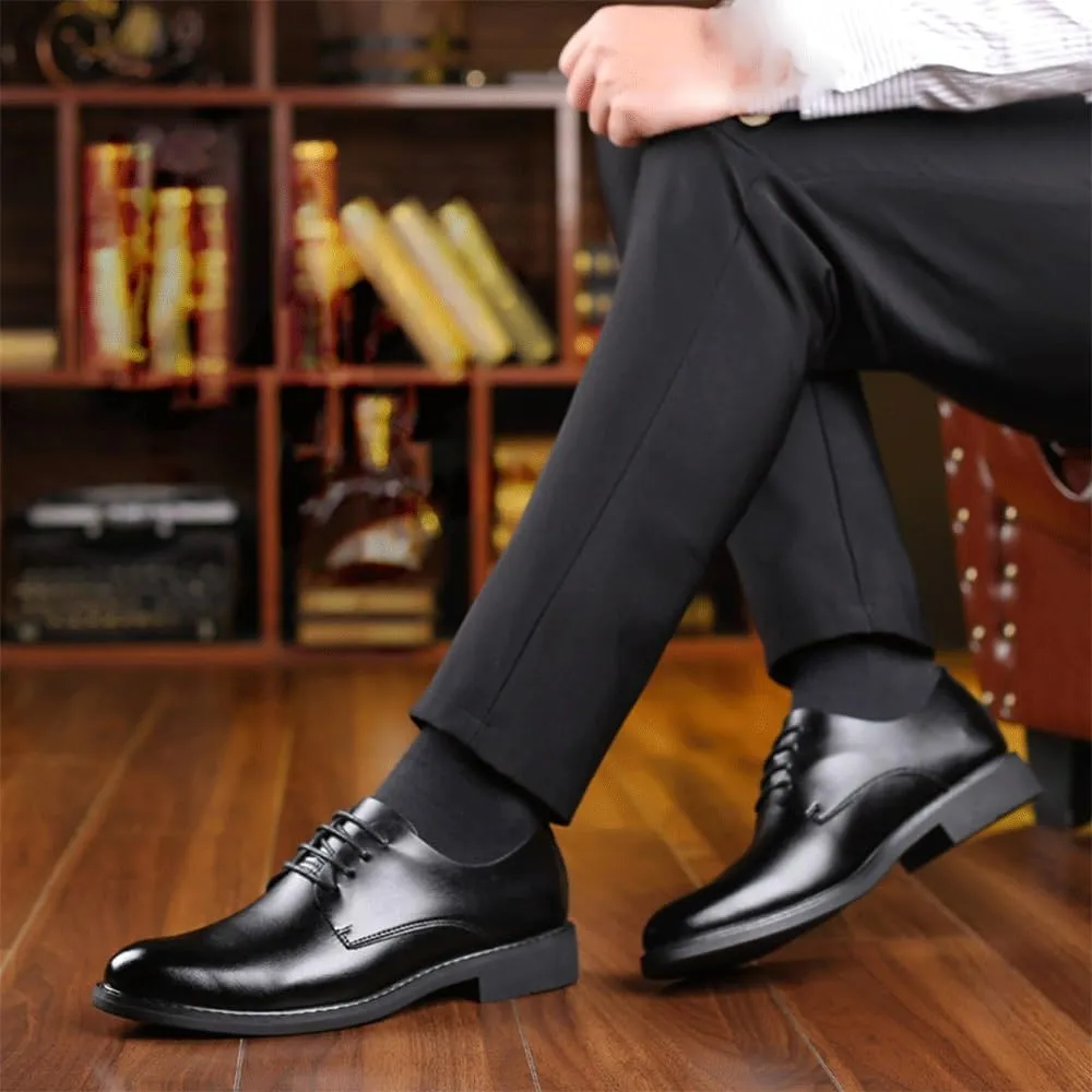 Dress Oxford Formal Shoes for Men Black Men's Dress Shoes Classic Cap Toe Prom Wedding Lace-up Oxfords Formal Leather Tuxedo Business Shoes