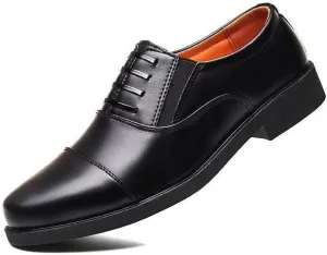Dress Oxford Shoes for Men Lace Up Round Toe Vegan Leather Cap Toe Oxford Shoes Non Slip Low Top Anti-Slip Party
