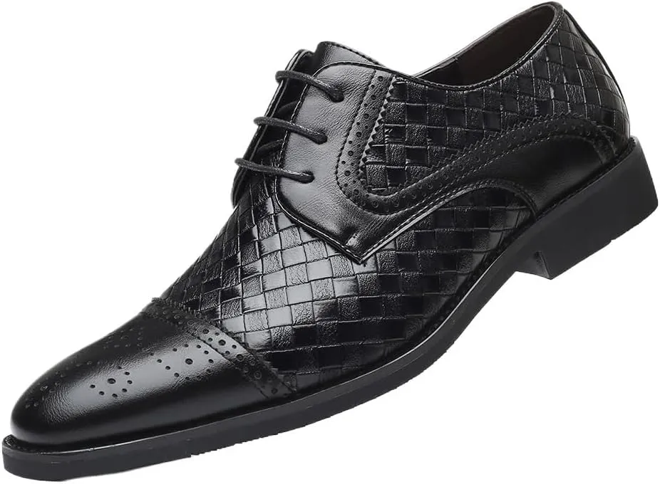 Dress Shoe Laces for Men Leather Oxford Shoes Round Toe Anti-Slip Rubber Sole Square Toe Leather Cap Toe Shoes Non-Slip Prom