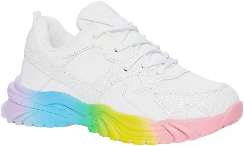 FabKids Girls Boys Tennis Shoes Lace up Athletic Sneakers Running Shoes for Toddler Little Kid Big Kid