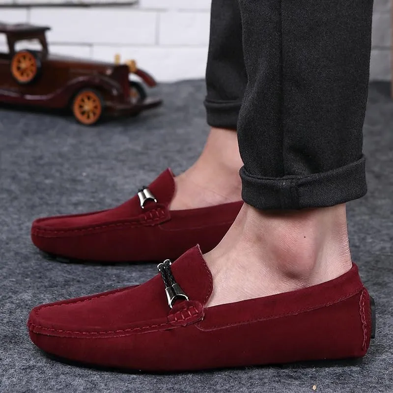Fashion Loafers for Men's Suede Vamp Office Round Toe Slip On