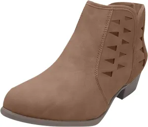 Fashion Women Low Heel Boots Casual Boots Ankle Booties Suede Flock Pointed Toe Pull on Short Boots Rubber Sole