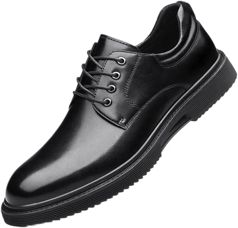 Formal Shoes for Mens Lace-up Outdoor Cap Toe Design French Leather Anti-Slip Office
